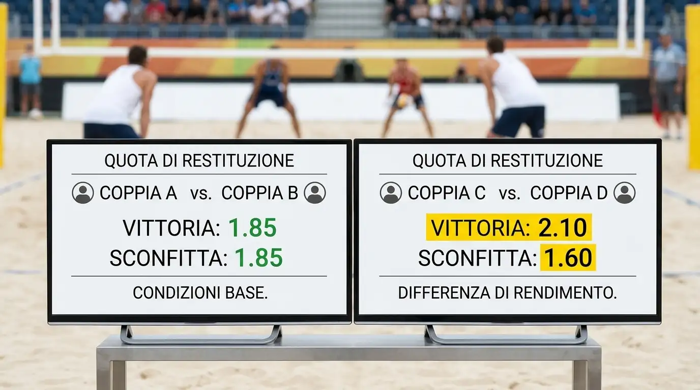 Confronto tra due coppie di quote di beach volley con percentuali di restituzione
