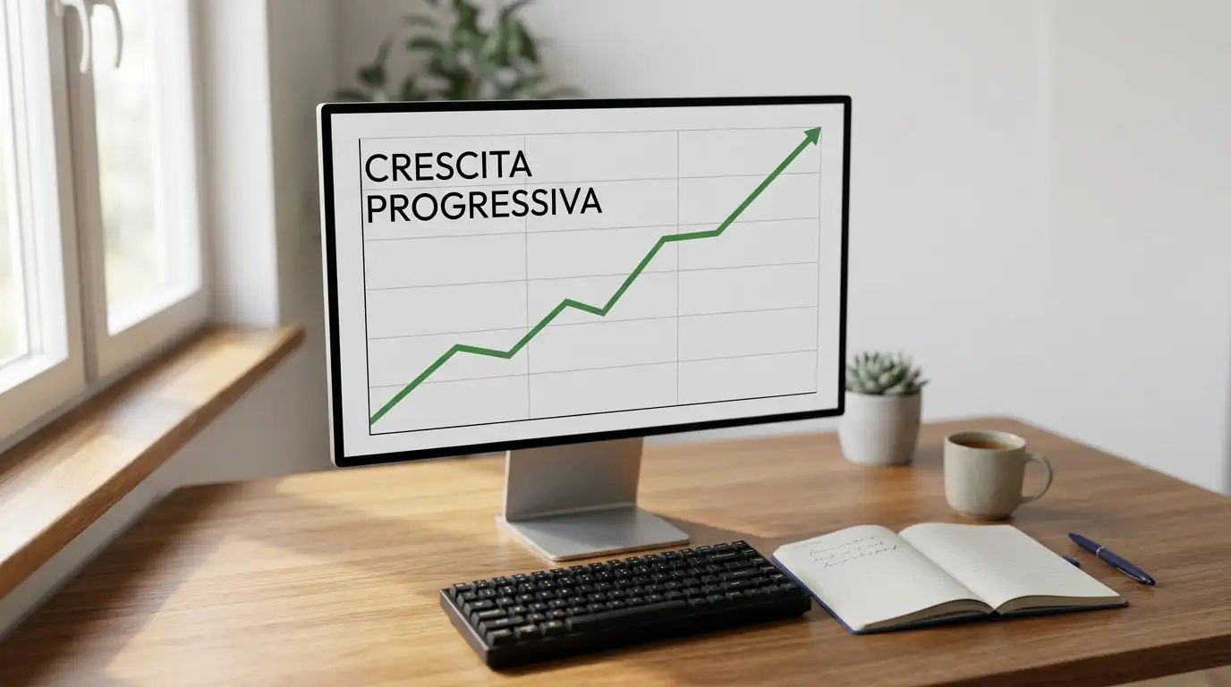 Schermo con grafico semplice della crescita della raccolta delle scommesse sportive in Italia