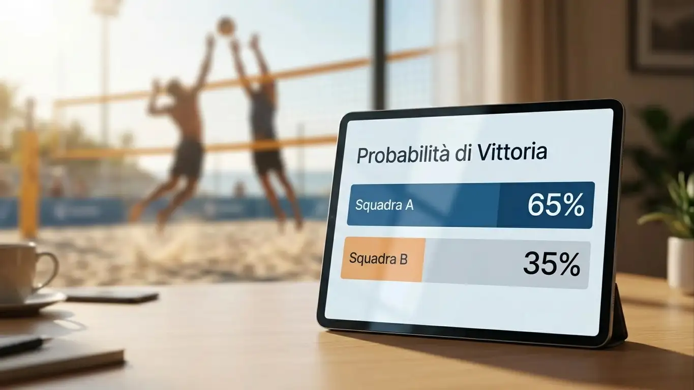 Grafico semplice che traduce una quota di beach volley in percentuale di probabilità