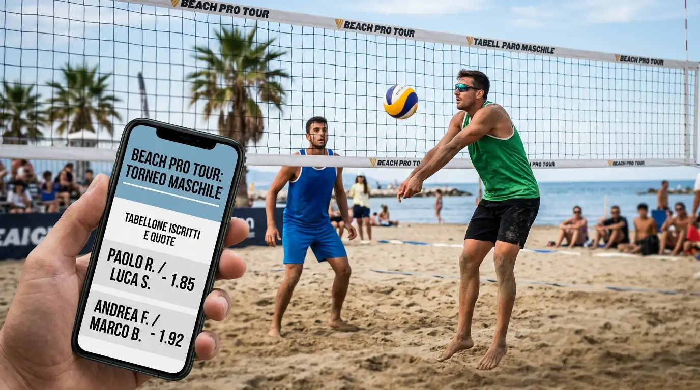 Tabellone con le coppie iscritte a una tappa del Beach Pro Tour